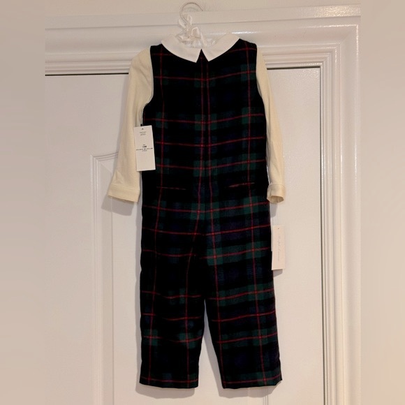 NWT Ralph Lauren Cotton Bodysuit / Plaid Wool Overall Pant Set.Holiday Christmas - Picture 5 of 7